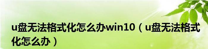 U盘不能格式化，究竟是为什么（解析U盘无法进行格式化操作的原因和解决方法）