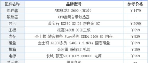 分享高性能台式电脑配置清单（打造超乎想象的游戏体验）